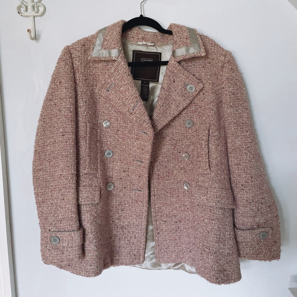COACH Pink Tweed Peacoat